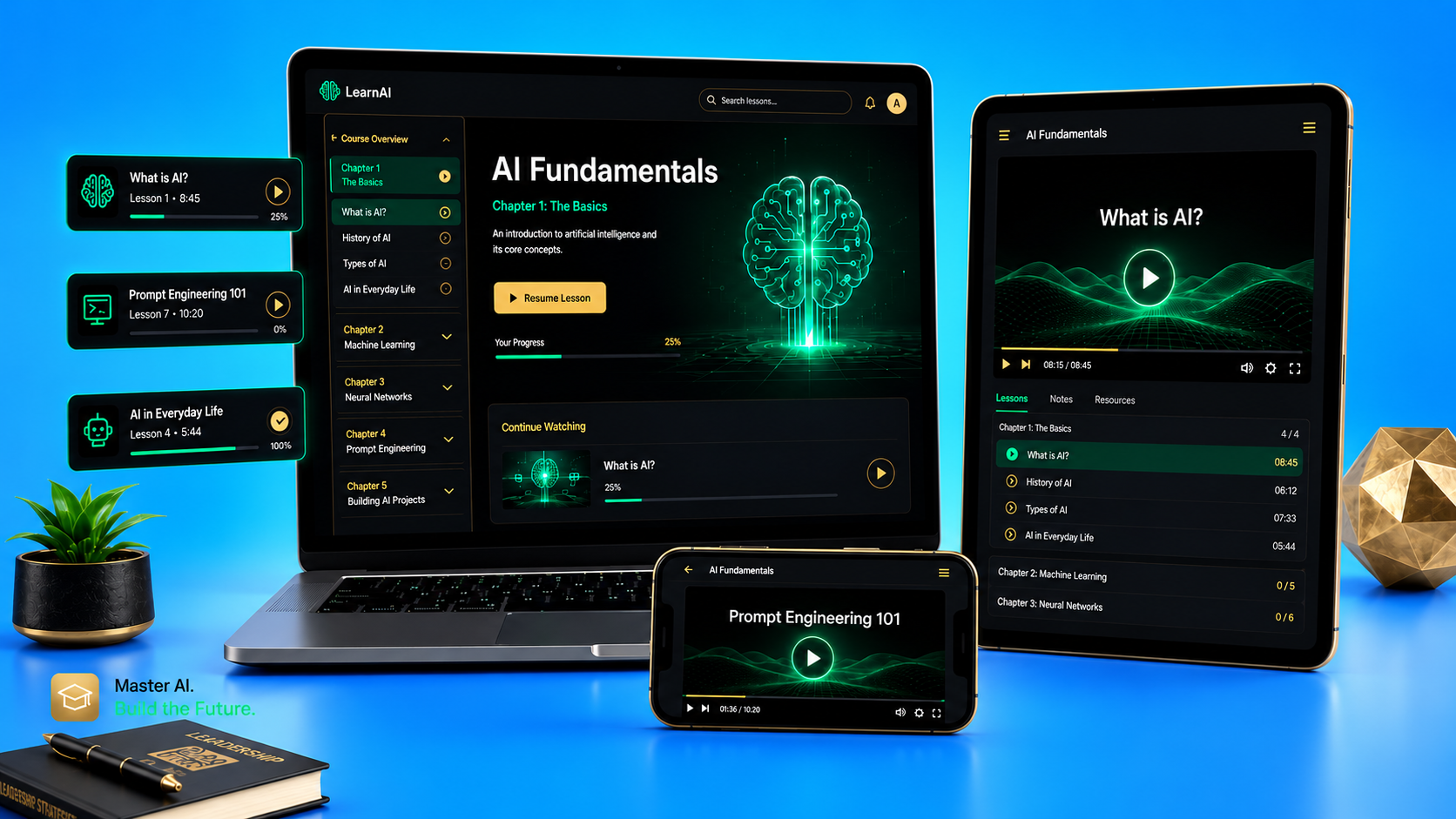 AI Fundamentals Mini-Course — multi-device mockup