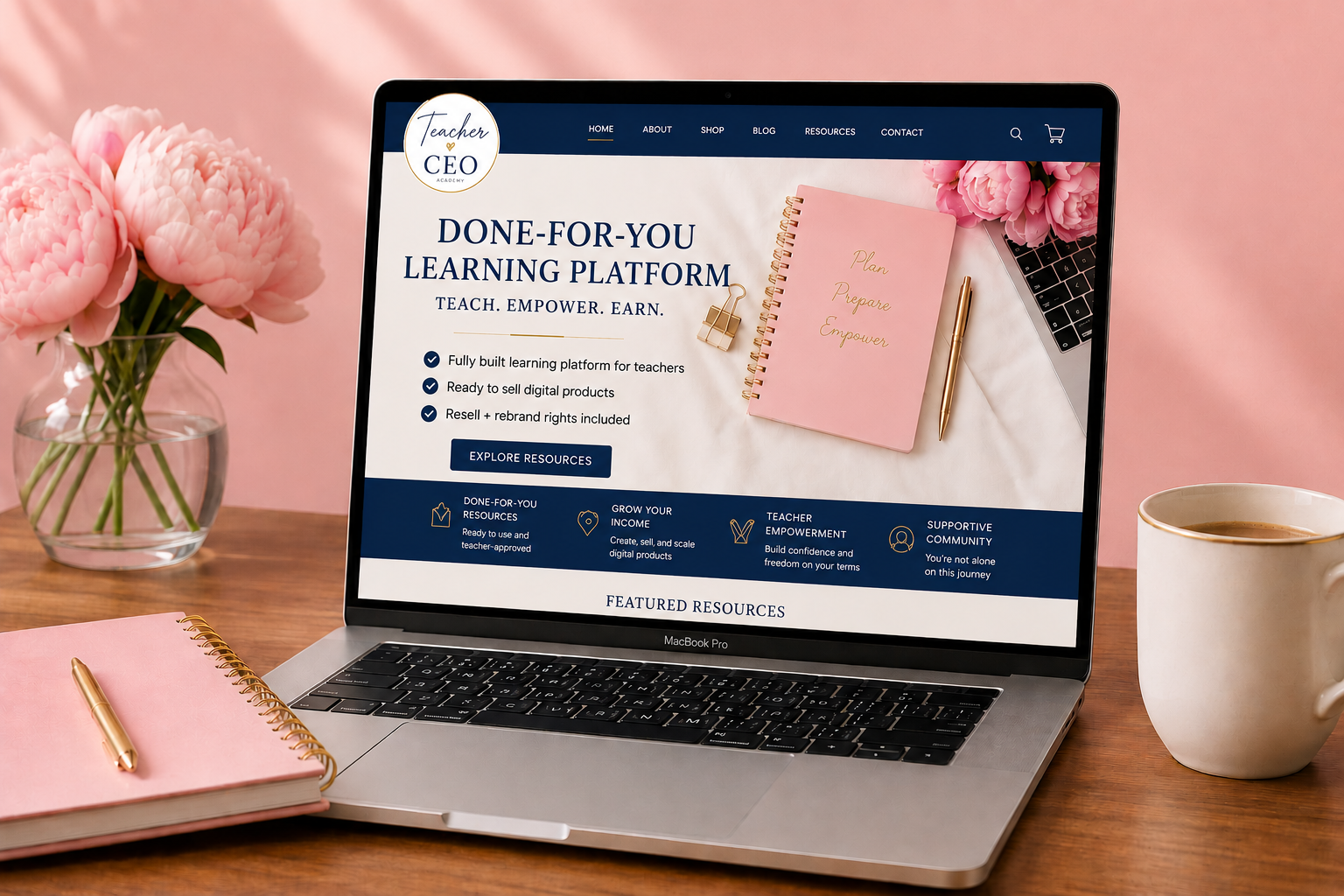 Done-For-You website build — finished site on a laptop