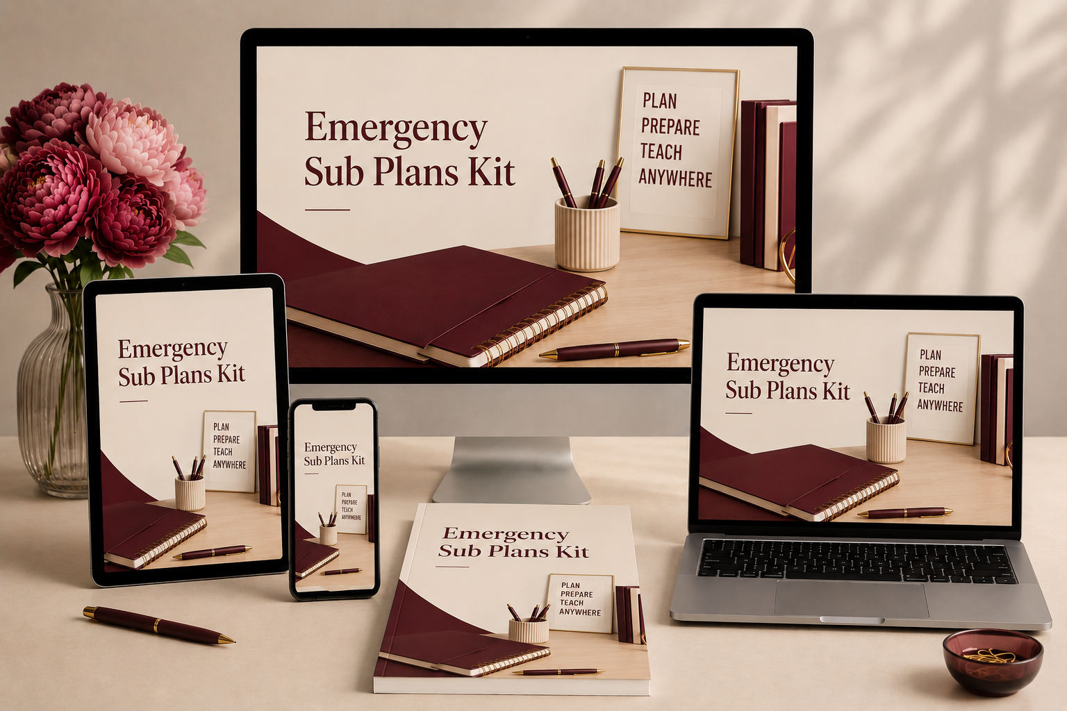Emergency Sub Plans Kit — multi-device mockup