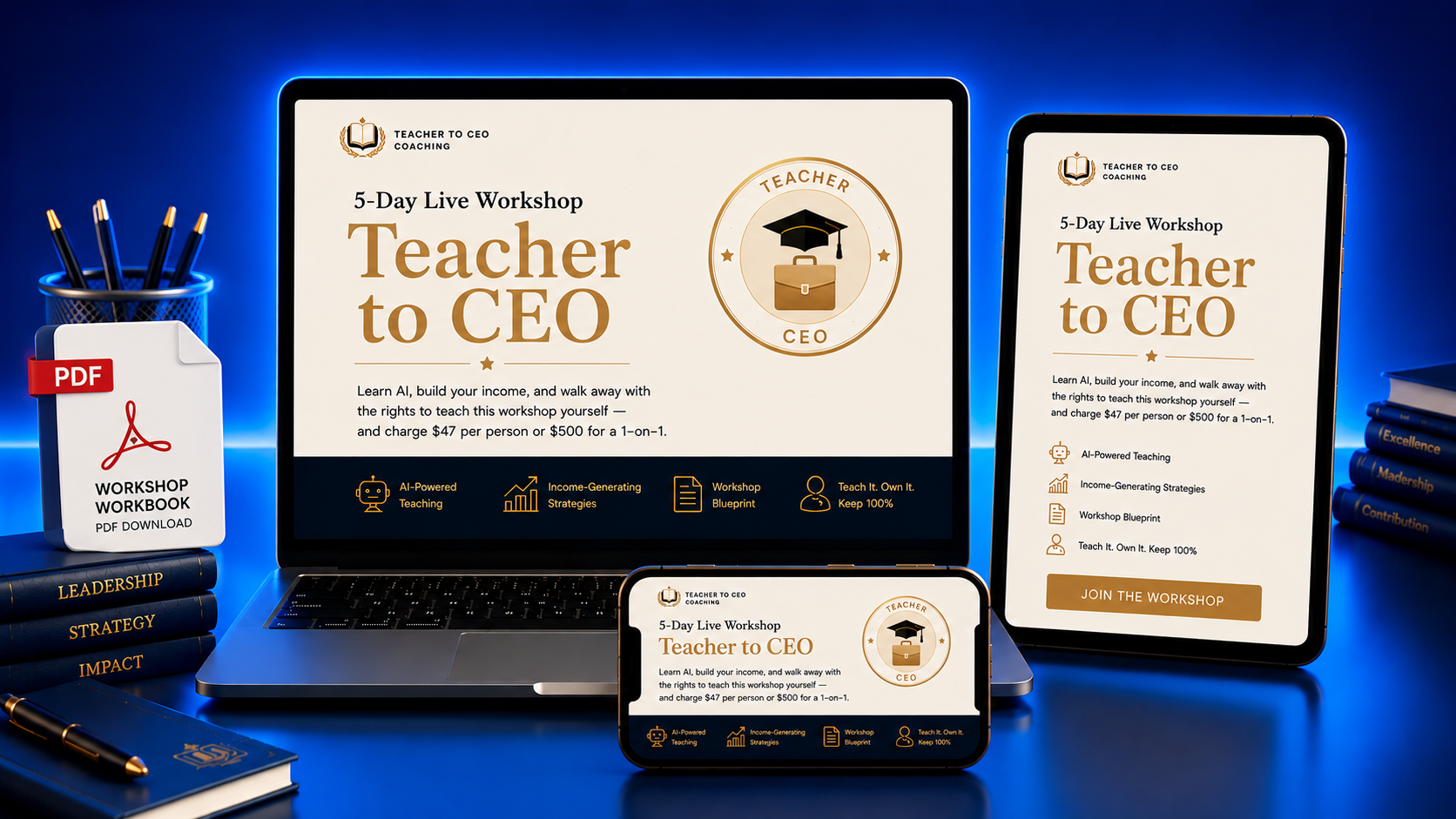 Teacher to CEO — brand mockup