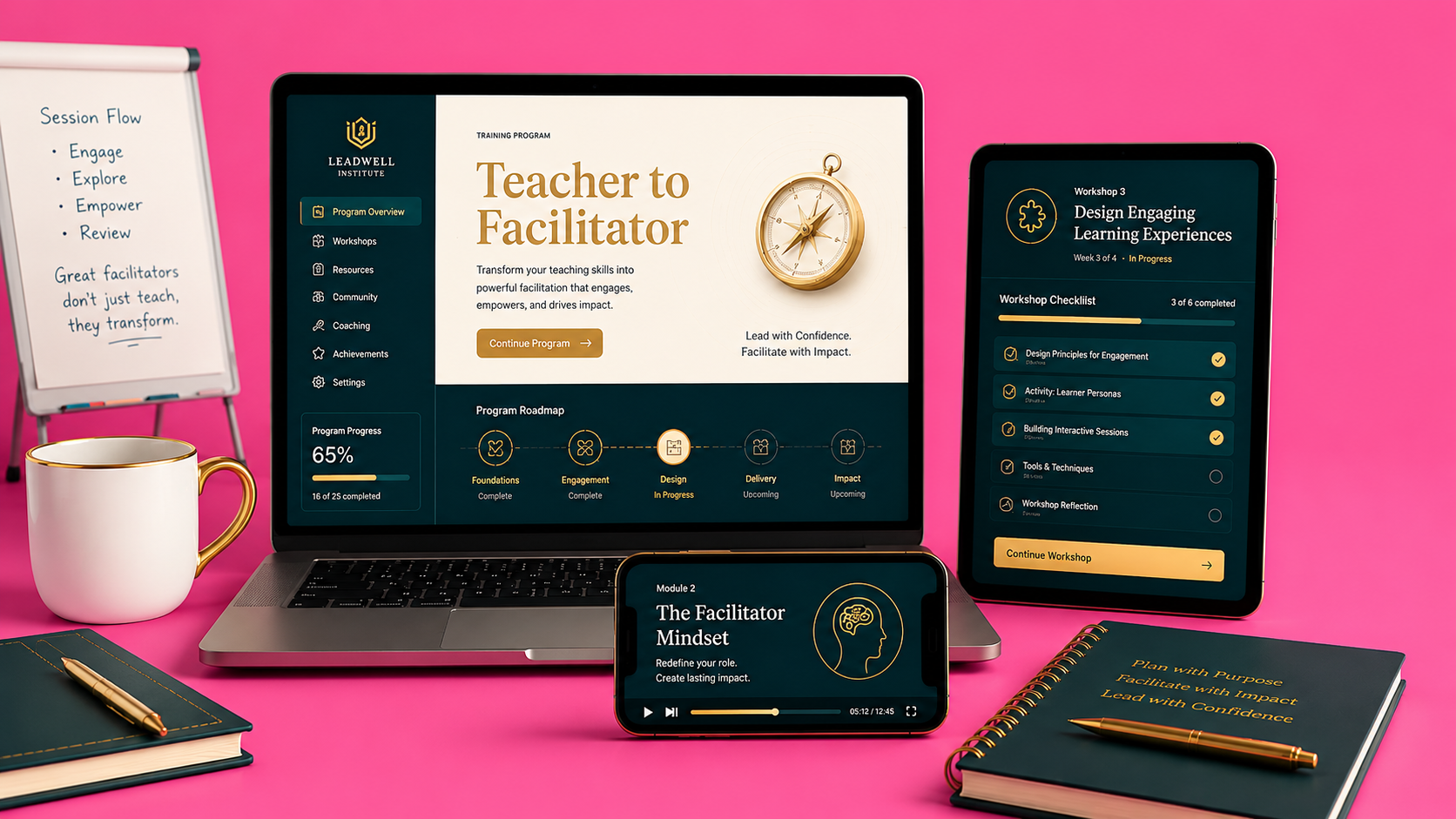 Teacher to Facilitator — course mockup