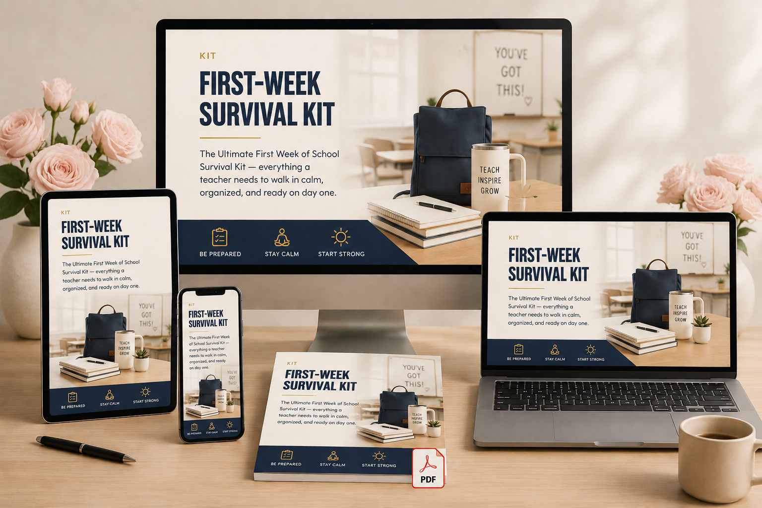 First-Week Survival Kit — multi-device mockup