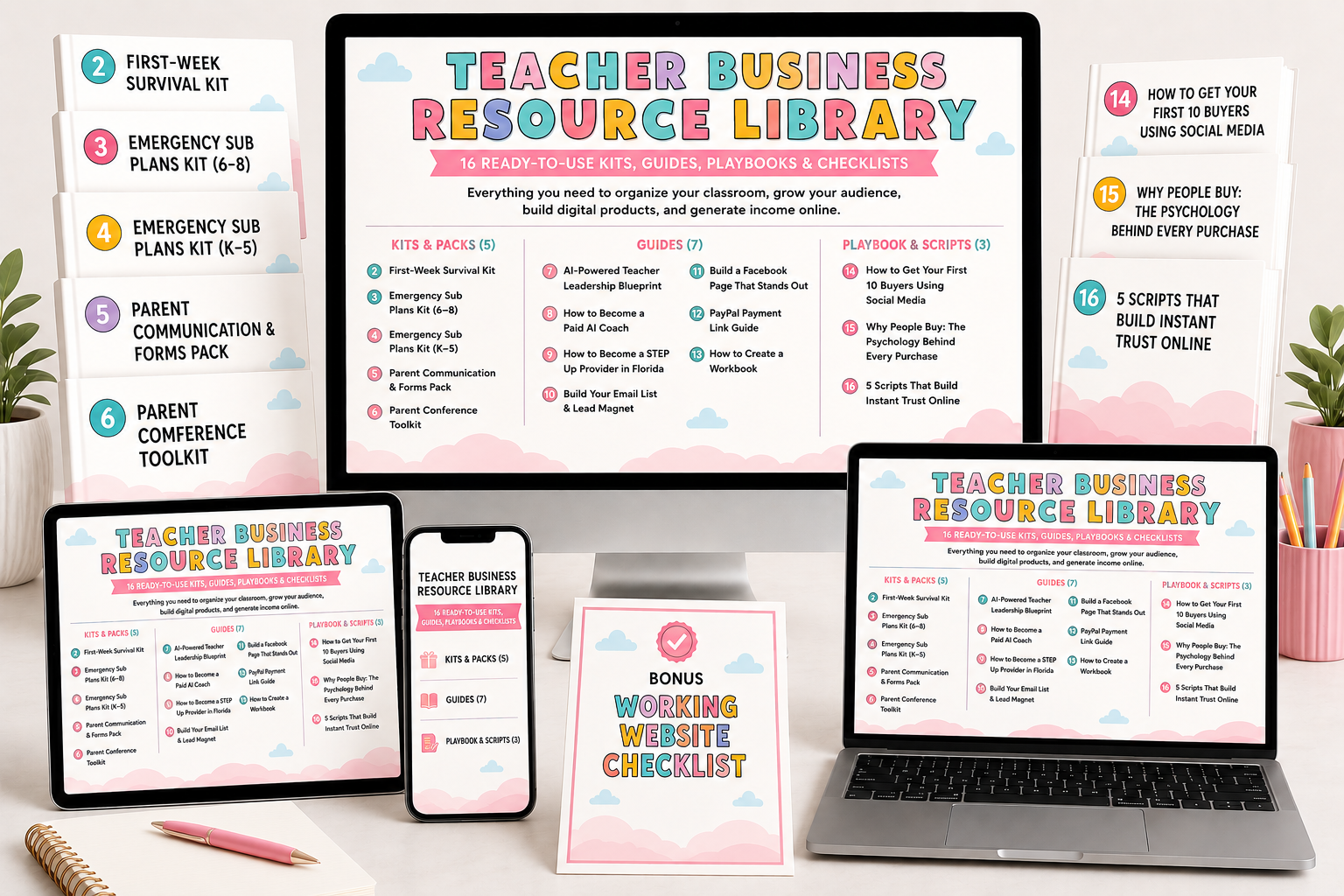 17 Teaching Resources Vault — multi-device mockup